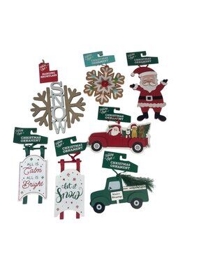 Holiday Style 7 Assorted Christmas Ornaments Santa Truck Snowflake‎ New